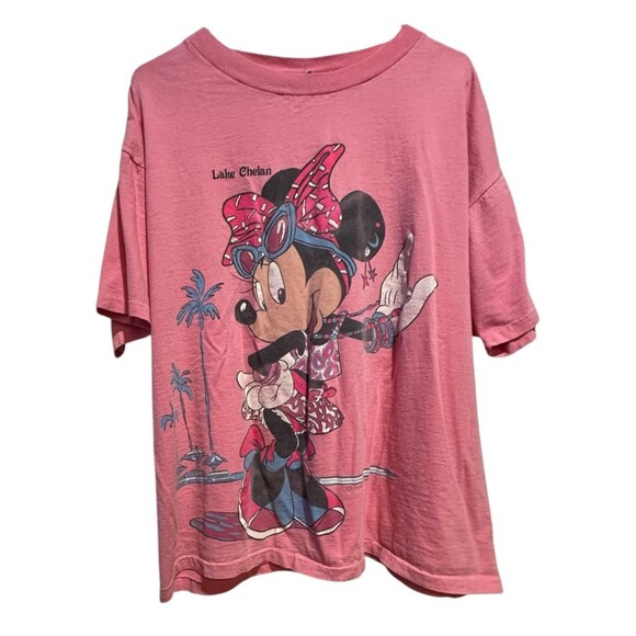 Disney Tops - Vintage 90s Disney Minnie Mouse Lake Chelan WA Pink Womens T Shirt XXL Retro